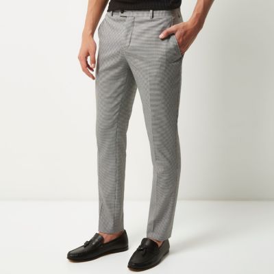 Grey dogstooth suit trousers